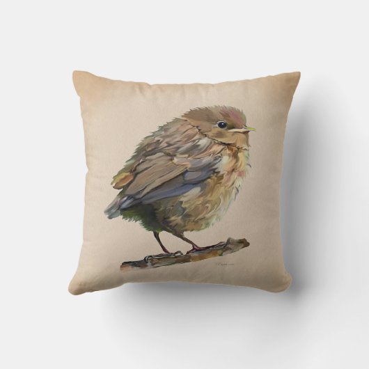 Blackbird Fledgling Kissen (Rückseite)