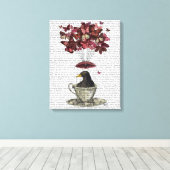 Blackbird in Teacup Leinwanddruck (Insitu (Holzboden))