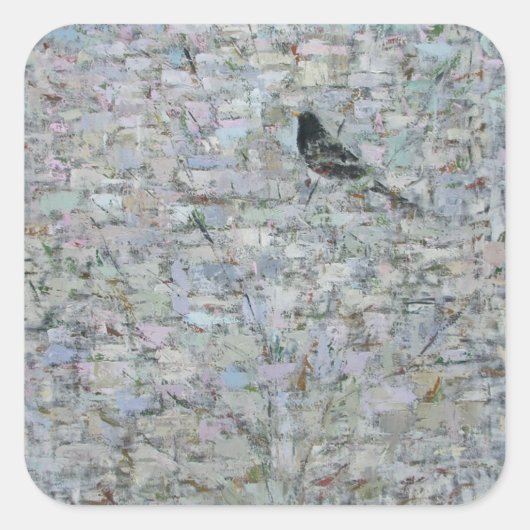 Blackbird in Tree 2012 Quadratischer Aufkleber (Vorderseite)