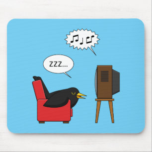 Blackbird Schlafen vor dem TV-Comic Mousepad