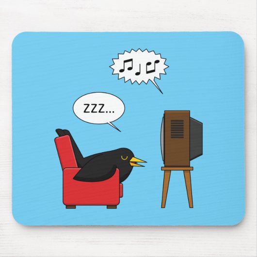 Blackbird Schlafen vor dem TV-Comic Mousepad (Vorne)
