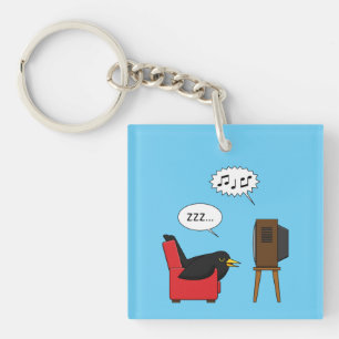 Blackbird Schlafen vor dem TV-Comic Schlüsselanhänger