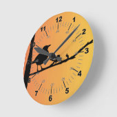 Blackbird Silhouette Runde Wanduhr (Winkel)