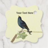 Blackbird singen in der Raupe des Zweiges auf Gelb Geschenkanhänger (Rückseite)