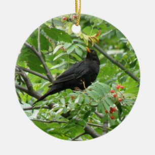 Blackbird und Berries Custom zum Geburtstag Keramik Ornament