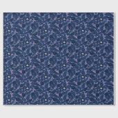 Blackbird und Nest mit goldenen Eiern Blau und Ros Geschenkpapier (Flach)