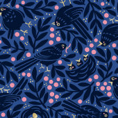 Blackbird und Nest mit goldenen Eiern Blau und Ros Geschenkpapier