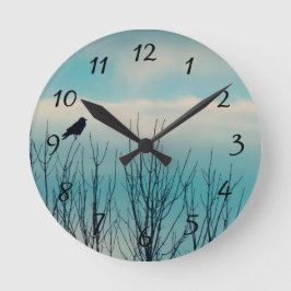 Blackbird und Wolken Runde Wanduhr