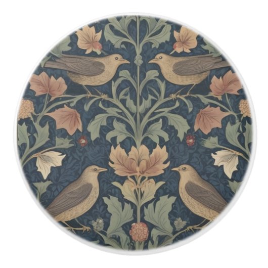 Blackbird William Morris-Stil Keramikknauf (Vorderseite)