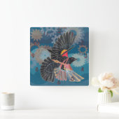 Blackbird's Time to Arise Quadratische Wanduhr (Zuhause)