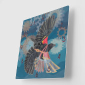 Blackbird's Time to Arise Quadratische Wanduhr (Winkel)