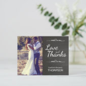 Blackboard Foto Wedding Danke Postkarte (Stehend Vorderseite)