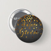 Blackboard Gold Glitzer Foil Wedding Team Groom Button (Vorne & Hinten)