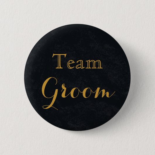 Blackboard Gold Wedding Team Groom Button (Vorderseite)