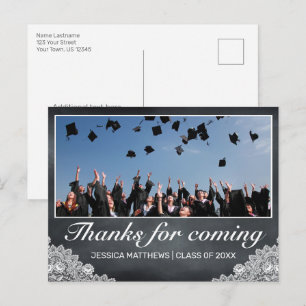 Blackboard Lace Abschluss Danke für das kommende F Postkarte