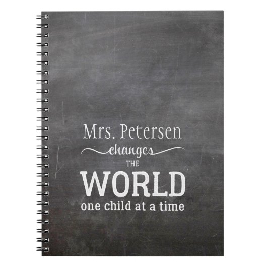 Blackboard-Lehrer Name White Script Zitat Notizblock (Vorderseite)