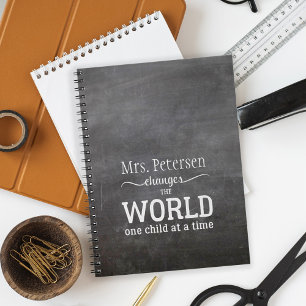 Blackboard-Lehrer Name White Script Zitat Notizblock