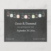 Blackboard Mason Jars Custom Save the Date Hochzei Postkarte (Vorderseite)