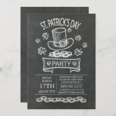 Blackboard St. Patrick's Day Party Einladung (Vorne/Hinten)