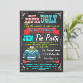 Blackboard Ugly Sweater Weihnachts-Party lädt ein Einladung (Stehend Vorderseite)