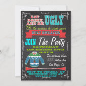 Blackboard Ugly Sweater Weihnachts-Party lädt ein Einladung (Rückseite)