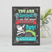 Blackboard Ugly Sweater Weihnachts-Party lädt ein Einladung (Stehend Vorderseite)