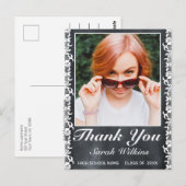 Blackboard & White Lace Abschluss Foto Danke Postkarte (Vorne/Hinten)