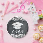 Blackboard & White Lace Abschluss Hutkappe Pappteller (Party)