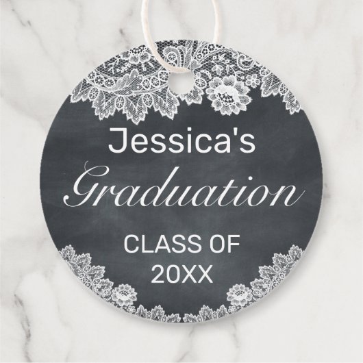 Blackboard & White Lace Abschluss Vielen Dank Geschenkanhänger (Rückseite)