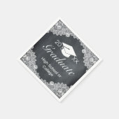 Blackboard & White Lace Cap Party Abschluss N Serviette (Ecke)