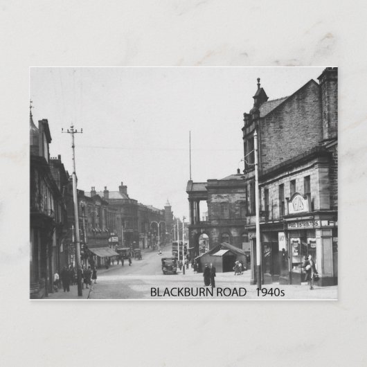 Blackburn Road, Accrington, Lancashire in den 40er Postkarte (Vorderseite)