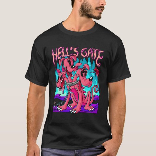Blackcraft Kawaii Cerberus Hell's Gate Retro Carto T-Shirt (Vorderseite)