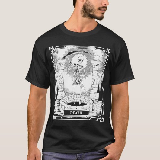 Blackcraft Witchy Skeleton Tod des grausamen Sense T-Shirt (Vorderseite)