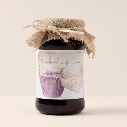 Blackcurrant Jam Label hausgemacht mit Liebe Quadratischer Aufkleber