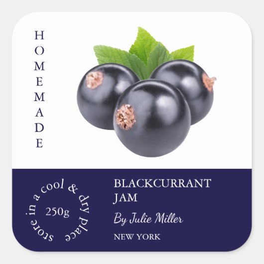 Blackcurrant Small Business Label Quadratischer Aufkleber (Vorderseite)