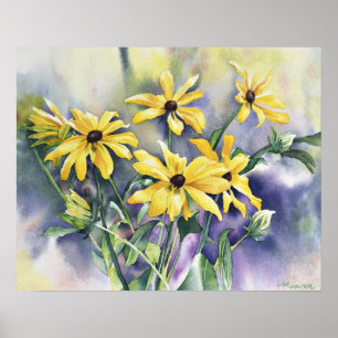 Blackeyed Susan-Aquarell-Malerei Poster