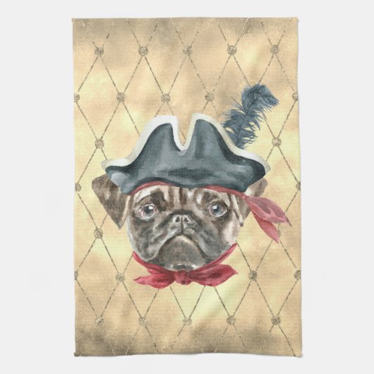 Blackface der Mops Pirate Kitchen Handtuch (Vertikal)