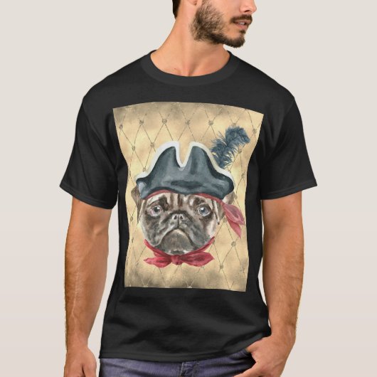 Blackface der Mops Pirate T - Shirt (Vorderseite)