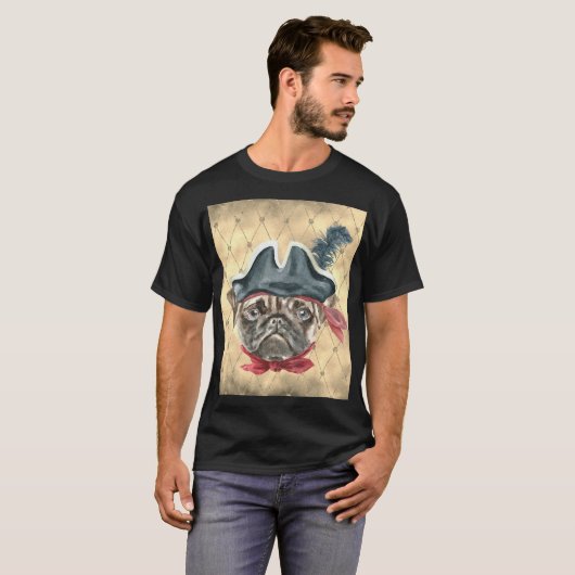 Blackface der Mops Pirate T - Shirt (Vorne ganz)