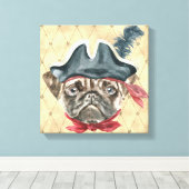 Blackface der Mops Pirate Wrapped Canvas Leinwanddruck (Insitu (Holzboden))