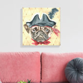 Blackface der Mops Pirate Wrapped Canvas Leinwanddruck (Insitu (Wohnzimmer))