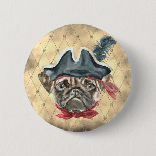 Blackface der Pug-Pirat Knopf Button