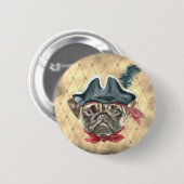 Blackface der Pug-Pirat Knopf Button (Vorne & Hinten)