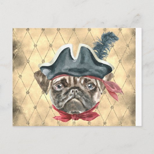 Blackface the Mops Pirate Postcard Postkarte (Vorderseite)
