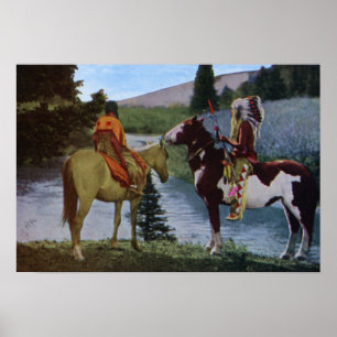 Blackfeet-amerikanische Ureinwohner zu Pferd Poster