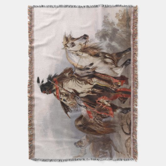 Blackfoot Inder auf dem arabischen Pferd, das Decke (Vorderseite Vertikal)