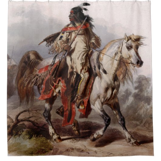 Blackfoot Inder auf dem arabischen Pferd, das Duschvorhang (Vorderseite)