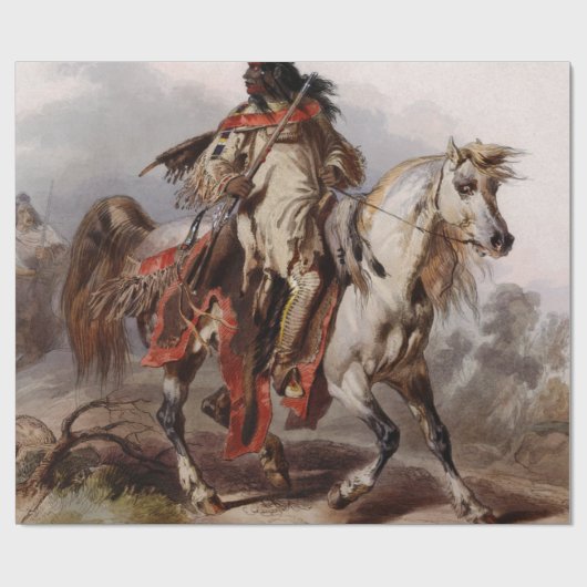 Blackfoot Inder auf dem arabischen Pferd, das Geschenkpapier (Flach)