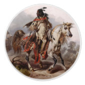 Blackfoot Inder auf dem arabischen Pferd, das Keramikknauf (Vorderseite)