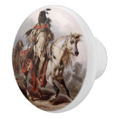 Blackfoot Inder auf dem arabischen Pferd, das Keramikknauf (Rechts)